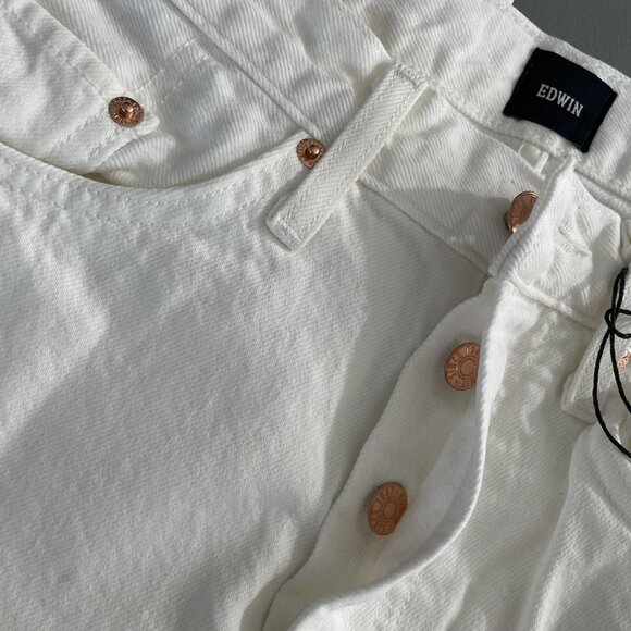 Edwin Jeans Womens 29 White Noise Hana Straight Crop USA Classic High Rise - Picture 5 of 12